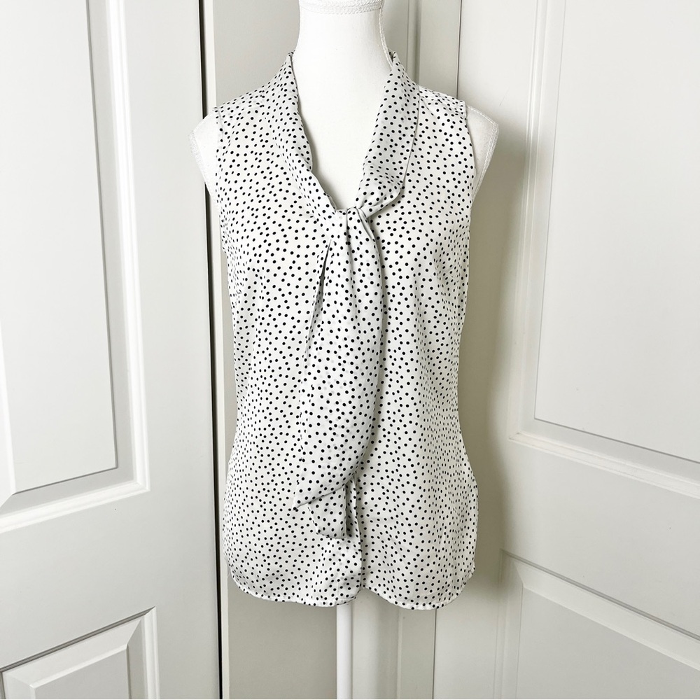 Mexx Sleeveless Polka Dot Tie-Front Blouse – Coastal & Preppy Chic, Size 2